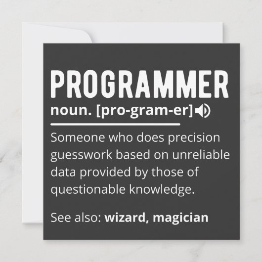 Funny Programmer Code Developer Meaning Definition Einladung (Vorderseite)
