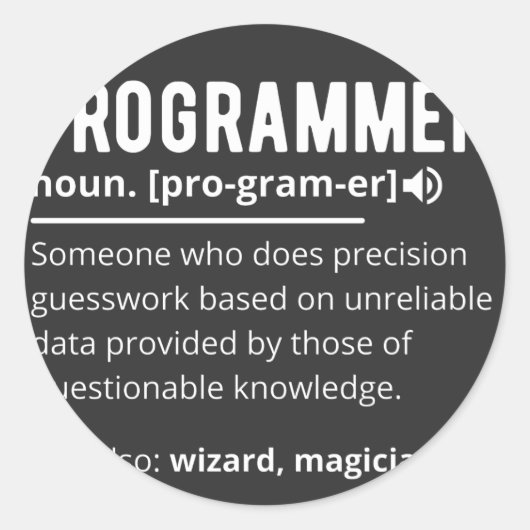 Funny Programmer Code Developer Meaning Definition Runder Aufkleber (Vorderseite)