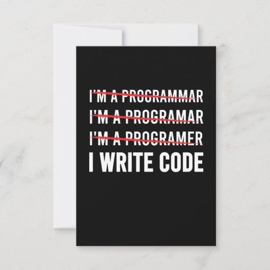 Funny Programmer I Wite Code RSVP Karte (Vorderseite)