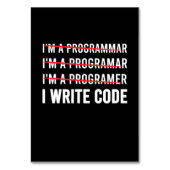 Funny Programmer I Wite Code Tischnummer (Vorderseite)