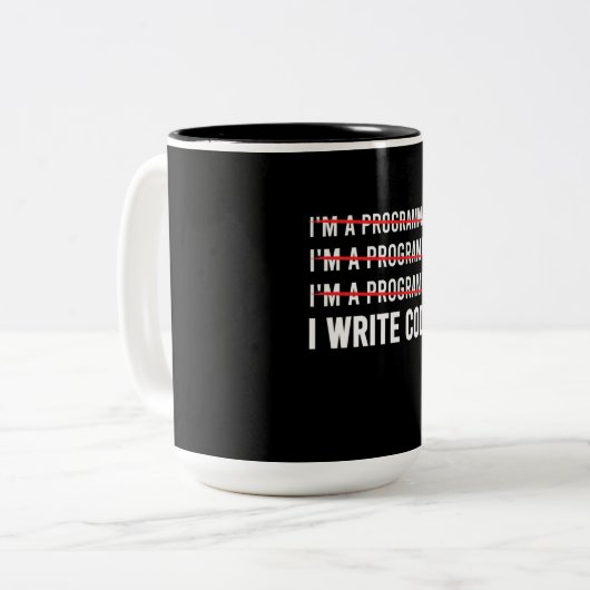 Funny Programmer I Wite Code Zweifarbige Tasse (Vorderseite Links)