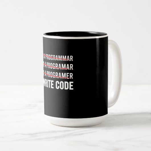 Funny Programmer I Wite Code Zweifarbige Tasse (VorderseiteRechts)