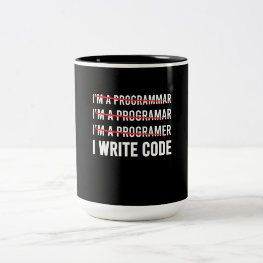Funny Programmer I Wite Code Zweifarbige Tasse (Mittel)
