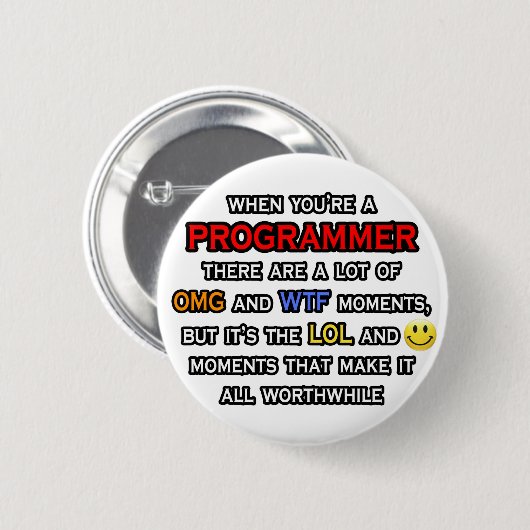 Funny Programmer ... OMG WTF LOL Button (Vorne & Hinten)