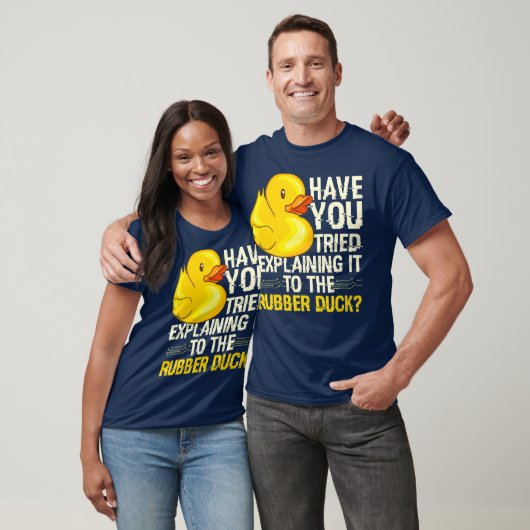 Funny Programmer Rubber Duck Debugging T-Shirt (Unisex)