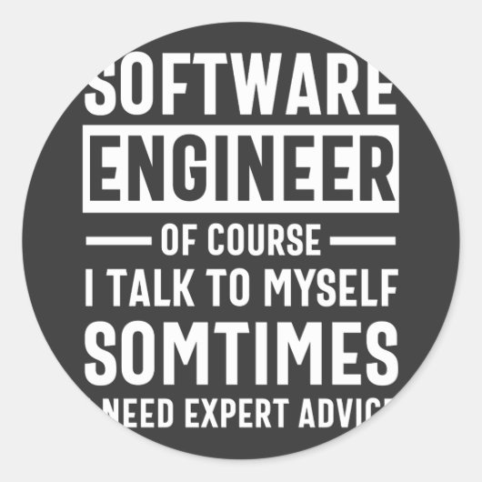 Funny Programming Software Engineer Gift Runder Aufkleber (Vorderseite)