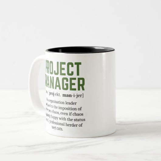 Funny Project Manager Wörterbuchdefinition, Spaß Zweifarbige Tasse (Vorderseite Links)