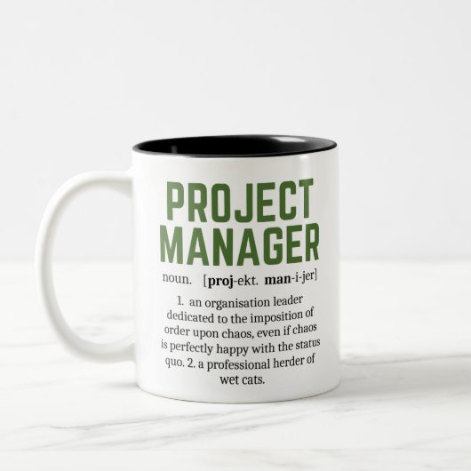 Funny Project Manager Wörterbuchdefinition, Spaß Zweifarbige Tasse (Links)