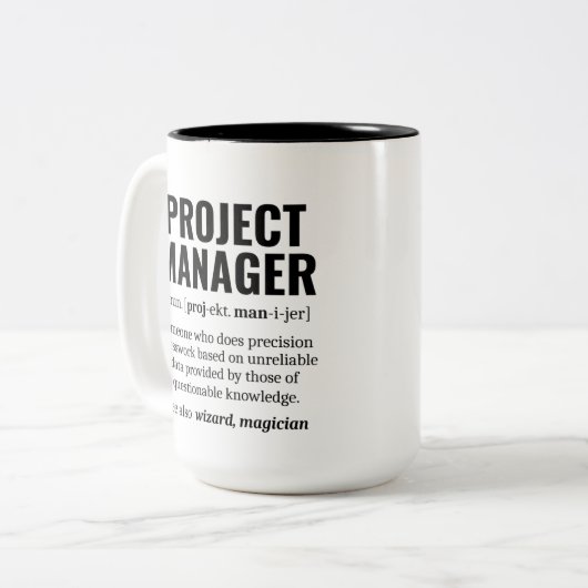 Funny Project Manager Wörterbuchdefinition, Spaß Zweifarbige Tasse (Vorderseite Links)