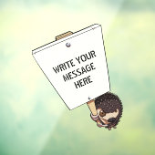 Funny Protestor with Placard Cartoon Igel Fensteraufkleber (Blatt 3)