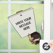 Funny Protestor with Placard Cartoon Igel Fensteraufkleber (Zuhause)