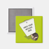 Funny Protestor with Placard Cartoon Igel Magnet (Vorderseite/Rückseite)