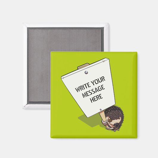 Funny Protestor with Placard Cartoon Igel Magnet (Vorderseite/Rückseite)