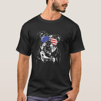 Funny Proud Old English Bulldog American Flag gesu T-Shirt
