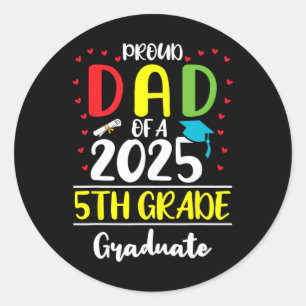Funny Proud Vater eines Cl of 2025 5th Grade Gradu Runder Aufkleber