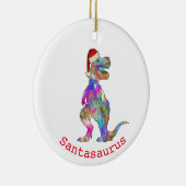 Funny Psychedelic Tyrannosaurus Rex Santa Dinosaur Keramik Ornament (Rechts)
