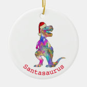 Funny Psychedelic Tyrannosaurus Rex Santa Dinosaur Keramik Ornament (Vorne)