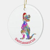 Funny Psychedelic Tyrannosaurus Rex Santa Dinosaur Keramik Ornament (Links)