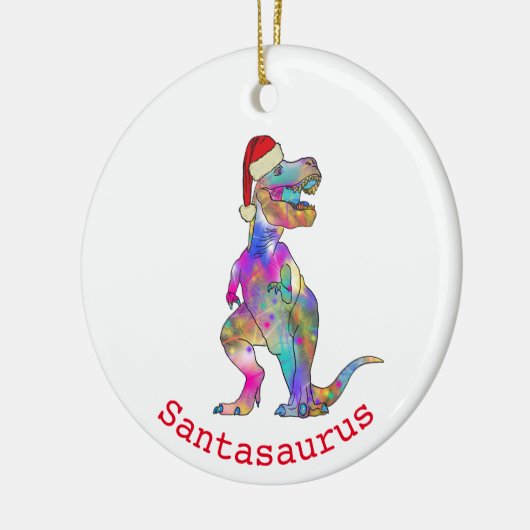Funny Psychedelic Tyrannosaurus Rex Santa Dinosaur Keramik Ornament (Links)