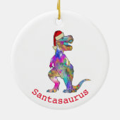 Funny Psychedelic Tyrannosaurus Rex Santa Dinosaur Keramik Ornament (Hinten)
