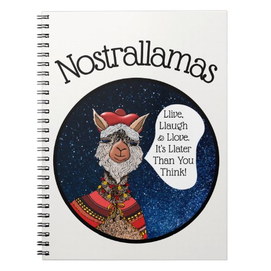 Funny Psychic Kawaii Llama Nostradamus Cartoon Notizblock (Vorderseite)