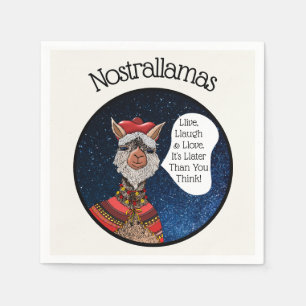 Funny Psychic Reading Llama Nostradamus Halloween Serviette
