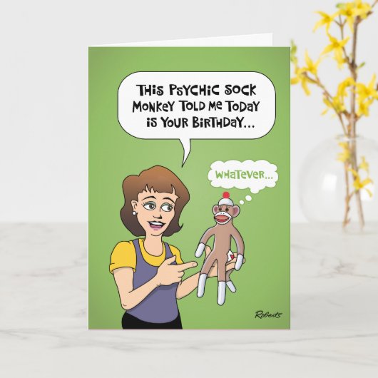 Funny Psychic Sock Monkey Karte (Gelbe Blume)