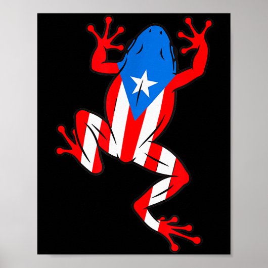 Funny Puerto Rico Coqui Frog Puerto Rican Flag Bor Poster (Vorne)