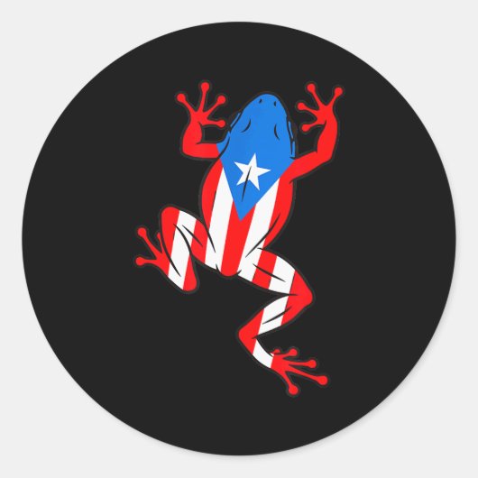 Funny Puerto Rico Coqui Frog Puerto Rican Flag Bor Runder Aufkleber (Vorderseite)