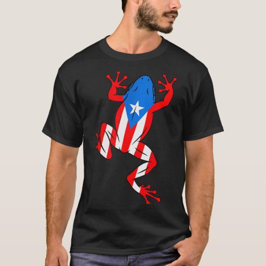 Funny Puerto Rico Coqui Frog Puerto Rican Flag Bor T-Shirt (Vorderseite)