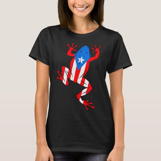 Funny Puerto Rico Coqui Frog Puerto Rican Flag Bor T-Shirt (Vorderseite)