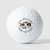 Funny Puff & Name, Niedliche Katze, für ihn, sie,  Golfball (Vorderseite)