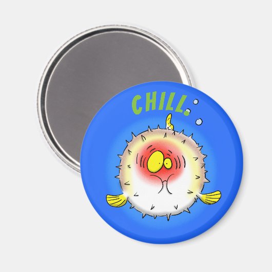 Funny Puffer Fish Cartoon Magnet (Vorderseite/Rückseite)