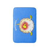 Funny Puffer Fish porcupfish Cartoon Badematte (Vorderseite Vertikal)