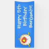 Funny Puffer Fish porcupfish Cartoon Banner (Vertikal)