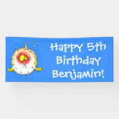 Funny Puffer Fish porcupfish Cartoon Banner (Horizontal)