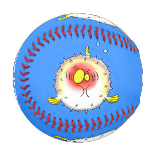 Funny Puffer Fish porcupfish Cartoon Baseball