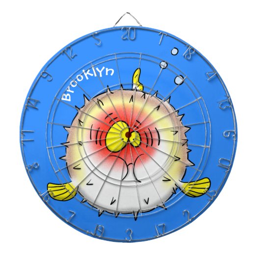 Funny Puffer Fish porcupfish Cartoon Dartscheibe (vorne)