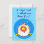 Funny Puffer Fish porcupfish Cartoon Einladung (Rückseite)