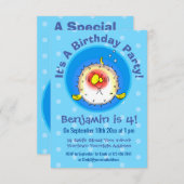 Funny Puffer Fish porcupfish Cartoon Einladung (Vorne/Hinten)