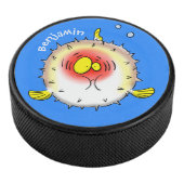 Funny Puffer Fish porcupfish Cartoon Eishockey Puck (3/4)