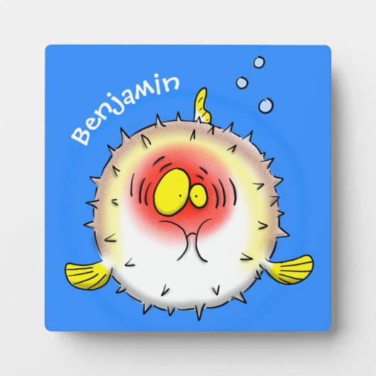 Funny Puffer Fish porcupfish Cartoon Fotoplatte (Vorderseite)