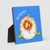 Funny Puffer Fish porcupfish Cartoon Fotoplatte (Vorderseite)