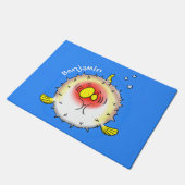 Funny Puffer Fish porcupfish Cartoon Fußmatte (Schrägansicht)