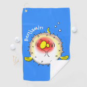 Funny Puffer Fish porcupfish Cartoon Golfhandtuch (Insitu)