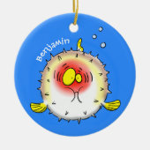 Funny Puffer Fish porcupfish Cartoon Keramik Ornament (Vorne)