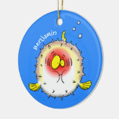 Funny Puffer Fish porcupfish Cartoon Keramik Ornament (Links)