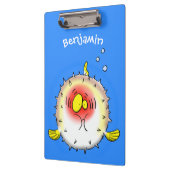 Funny Puffer Fish porcupfish Cartoon Klemmbrett (Links)