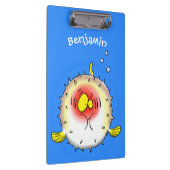 Funny Puffer Fish porcupfish Cartoon Klemmbrett (Rechts)