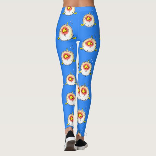 Funny Puffer Fish porcupfish Cartoon Leggings (Rückseite)